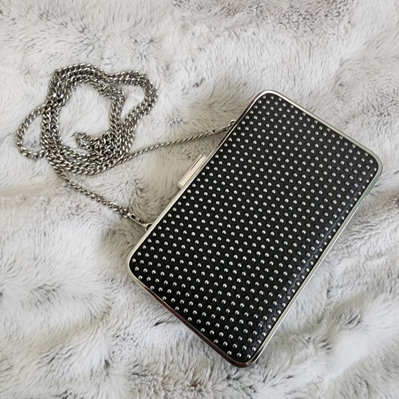 Michael Kors Elsie studded black leather evening bag clutch - Picture 2 of 12